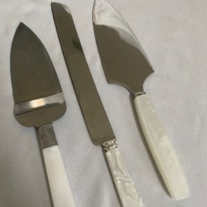 Vintage Mother of Pearl Cake Servers and Knife
